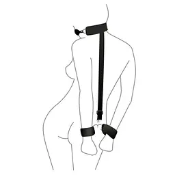 Кляп з пластиковою кулею та наручниками Art of Sex - Handcuffed Gag чорний - мініатюра 2