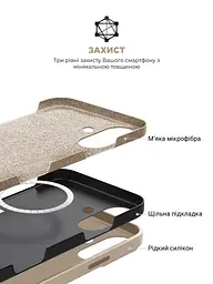 Силиконовый чехол с MagSafe для Apple iPhone 16, ICON2 MagCase, бежевый, противоударный, панель с мягкой подкладкой, защита всего корпуса, поддержка беспроводной зарядки, совместим с защитными стеклами и пленками, ArmorStandart (ARM80180) - мініатюра 6