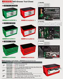 Ящик для СТО, інструмент TOPTUL (Pro-Line) 3 секції 157 од. . GCAZ0011 - мініатюра 2
