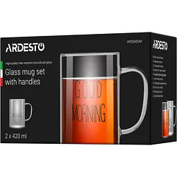Набір чашок Ardesto Good Morning, 420 мл, прозорий (AR2642GM) - мініатюра 6