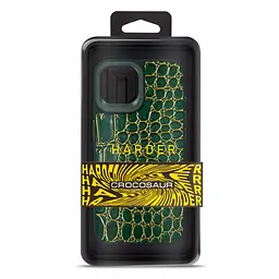 Кожаный чехол для Apple iPhone 15, Harder Crocosaur, зеленый, термополиуретан ТПУ + экокожа с текстурой крокодила, панель, защита корпуса, противоударный, микрофибра, рамка вокруг камеры, защита всего корпуса, (ARM76696) - мініатюра 3