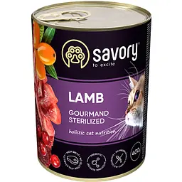 Вологий корм Savory для стерилізованих котів з ягням 400 г