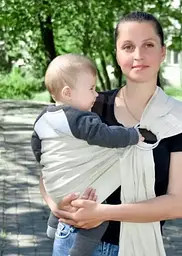 Слінг з кільцями для новонароджених малюків з народження до 36 місяців Coolbabka Бежевий - мініатюра 2