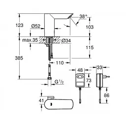 Змішувач для раковини Grohe Bau Cosmopolitan 36453000, Хром - мініатюра 2