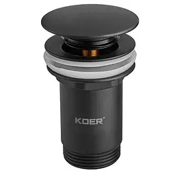 Донний клапан для раковини Koer PW-07-05 з переливом автоматичний Click-Clack 1 1/4″ Чорний KR5785