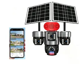 Вулична 4G камера DIFANG S13 18Мп з 3 лінзами 2 сонячних панелі зарядки акумулятор 18000мАг PIR сенсор руху - мініатюра 2