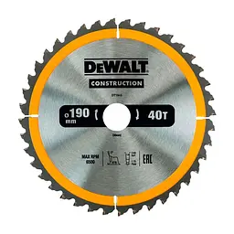 Диск пиляльний DeWALT СONSTRUCTION , 190 х 30 мм, 40 z, АТВ, 10 градусів (DT1945)