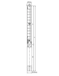 Насос відцентровий свердловинний DONGYIN 6SP60-16 380В 30кВт H 224(125)м Q 1300(1000)л/хв Ø145мм +пульт (з 3х частин) (7777733) - мініатюра 7