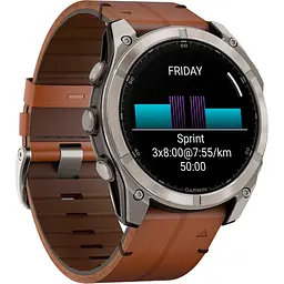 Смарт-годинник Garmin Fenix 8 AMOLED Sapphire 51mm Titanium with Chestnut Leather Band [010-02905-40] [115083] - мініатюра 3