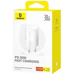 Зарядний пристрій Baseus GaN5S Fast Charger 30W (Type-C) white (P10162504213-00) - мініатюра 5