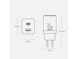 Мережевий зарядний пристрій Baseus Super Si Pro Quick Charger 1USB + 1Type-C 30W CCSUPP-E02 White - мініатюра 7