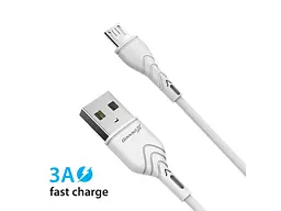 Кабель Grand-X USB-micro USB PM-03W 3A, 1m, CU, Fast Сharge, White, BOX - мініатюра 2