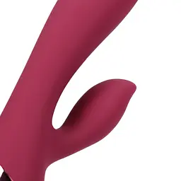 Вібратор-кролик Loveline Smooth Silicone Rabbit 20 см (вишневий) - мініатюра 4