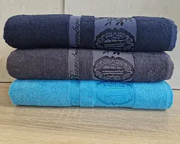 Набір турецьких бамбукових махрових рушників Zeron 3 штуки 70х140 Bamboo Dark Blue