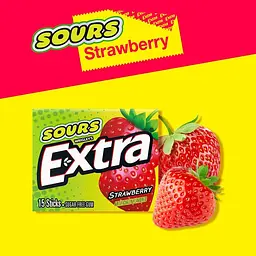 Жувальна гумка Extra Sours Strawberry Sugar Free Chewing Gum 15 стіків - мініатюра 3