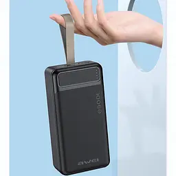 Портативний зарядний пристрій Power Bank Awei P7K 30000 mAh USB/Type-C Чорний - мініатюра 2