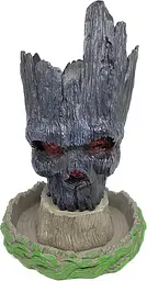 Горщик для квітів та канцелярії Грут Groot G10 Чорний череп + підставка пень