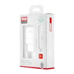 Мережевий зарядний пристрій XO L37 2в1 Type-C 1USB / 2.1A білий - мініатюра 2