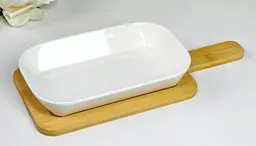 Тарілка квадратна "Білосніжна" 19,5x12,3 см на підставці 28,5x12