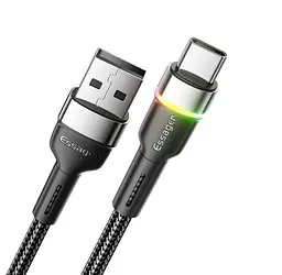 Зарядка USB кабель Essager для синхронізації та заряджання Android та інших пристроїв USB Type-C 50 cм Чорний