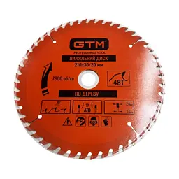 Диск пиляльний GTM 210×30мм, 48 зубів, по дереву (SBW-21048)