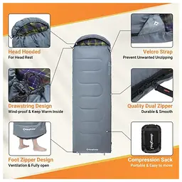 Спальний мішок KingCamp Sevan 250 Grey (KS2422_GREY_L) - мініатюра 7