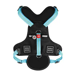 Шлея для собак безпечна Waudog Nylon з QR паспортом, металічна пряжка-фастекс, L, Ш 25 мм, А 55-85 см, В 65-85 см блакитний - мініатюра 4