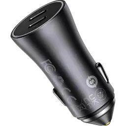 Автомобільний зарядний пристрій Baseus Golden Contactor Pro Dual Fast Charger 2хUSB-C 40W Dark Gray (CGJP000013) [136667] - мініатюра 4