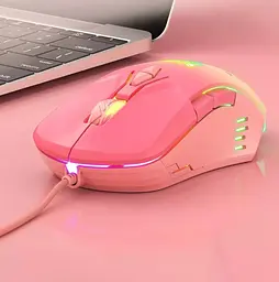 Комп'ютерна мишка Onikuma C15 з RGB підсвіткою та 800-6400 DPI дротова для ПК і ноутбука Рожева - мініатюра 5