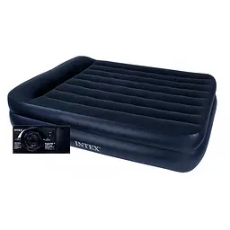 Двоспальне надувне ліжко Intex 64124 Pillow Rest Raised Bed з вбудованим електронасосом 152 x 203 x 42 с