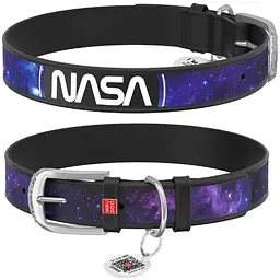 Нашийник для собак Waudog Design шкіряний з QR паспортом малюнок NASA21 XS