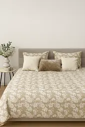 Комплект постільної білизни Ecotton двоспальний 180х215 см теплий із фланелі бежевий з квітами (267262) (24274)