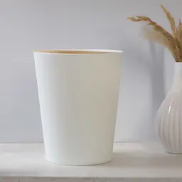 Відро для сміття МВМ My Home Scandinavia 22.8х28 см біле (BIN-20 9L WHITE/WOOD) - мініатюра 2