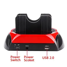 Док станція для HDD - зовнішня кишеня для жорстких дисків 2,5 - 3,5 дюйма Kkmoon C55, червоний (100343) - мініатюра 4