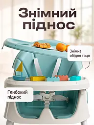 Дитячий стільчик-трансформер для годування блакитний 94×60×78 см з колесами та тацею (49675891) - мініатюра 4