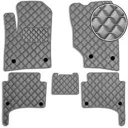 Килимки в салон Екошкіра для Volkswagen Touareg I 2002-2010 Сірі 5 шт (Rombus)