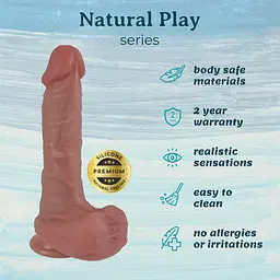 Фалоімітатор Erospace Natural Play D2 20.6 см тілесний - мініатюра 2