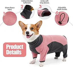 Флісовий комбінезон для собак Wan Talk Dog Clothes Cold Proof, Pink Grey, L - мініатюра 4