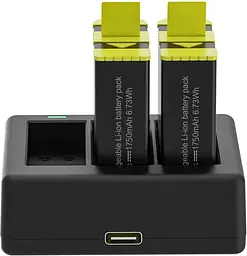 Зарядний пристрій Telesin 3 Slots Battery Charger + 2 акумулятори для Hero 9/10 GP-BTR-903 [76676] - мініатюра 2
