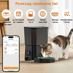 Автоматична годівниця для котів HoneyGuardian S25 3,5 л Wi-Fi, Чорний - мініатюра 2