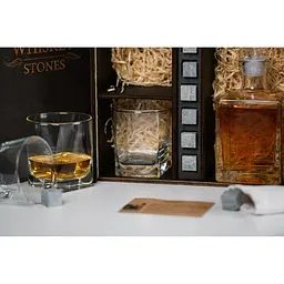Подарунковий набір Whiskey Stones камені для віскі в дерев'яному пеналі №6 + декантер і 6 склянок Pasabahce + щипці + мішечок - мініатюра 7