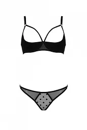 Еротичний комплект Passion MARINA SET WITH OPEN BRA, S/M, black, відкриті чашки - мініатюра 3