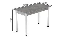 Стіл кухонний Ferrum-decor Беніта 75x120x60 Білий ДСП Бетон 16мм (FRD-105564) - мініатюра 4