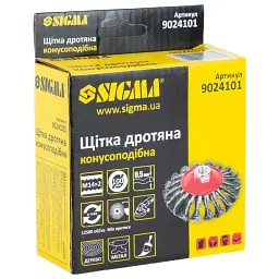 Щітка для електроінструменту Sigma дротяна конусоподібна 100мм М14x2мм сталева кручена 9024101 (9024101) - мініатюра 2