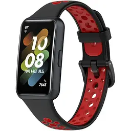 Ремінець DK для Huawei Band 7 Silicone Sport Band Nike (black / red) - мініатюра 2