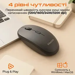 Мишка Meetion BTM100 Wireless/Bluetooth/USB Black (MT-BTM100-A) - мініатюра 4