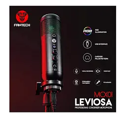 Конденсаторний мікрофон для подкастів, потокової передачі FANTECH LEVIOSA MCX-01, кардіоїдний дизайн з поп-фільтром та ехо-контролем - мініатюра 2