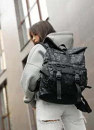 Жіночий рюкзак Sambag RollTop DOUBLE чорний 41 х 27 х 18 см (24330702) - мініатюра 3