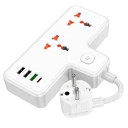 Мережевий подовжувач Hoco AC12A Reise 2-position expansion socket (PD30W / 1C3A) 4 порта - мініатюра 2