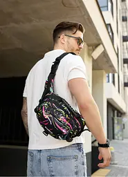 Сумка через плече бананка Sambag Flex Pro принт "ABSTRACT" 30 × 17 × 15 см (85451707m) - мініатюра 2